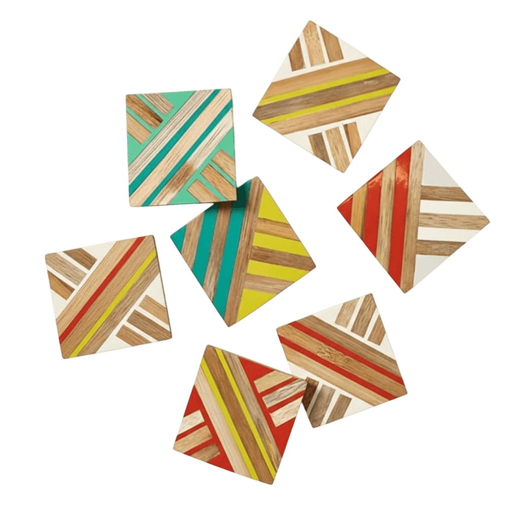 WOOD PRINTED COASTER SQUARE SHAPE (DECAL)
